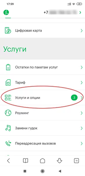 Услуги и опции