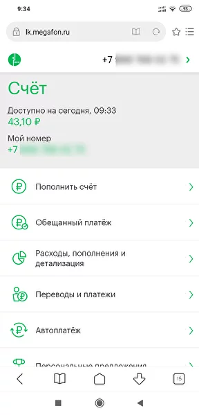 Личный кабинет имеет следующий вид